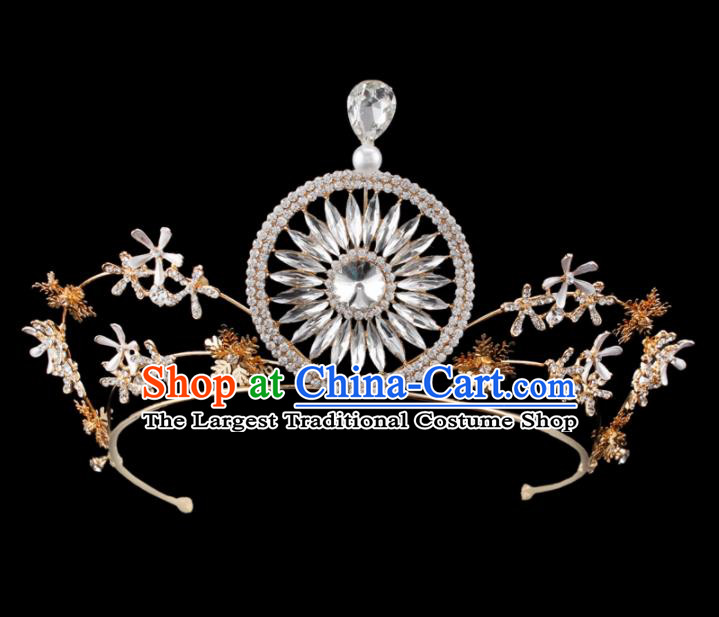 Baroque Wind Hair Accessories Bride Retro Crystal Golden Royal Crown for Women