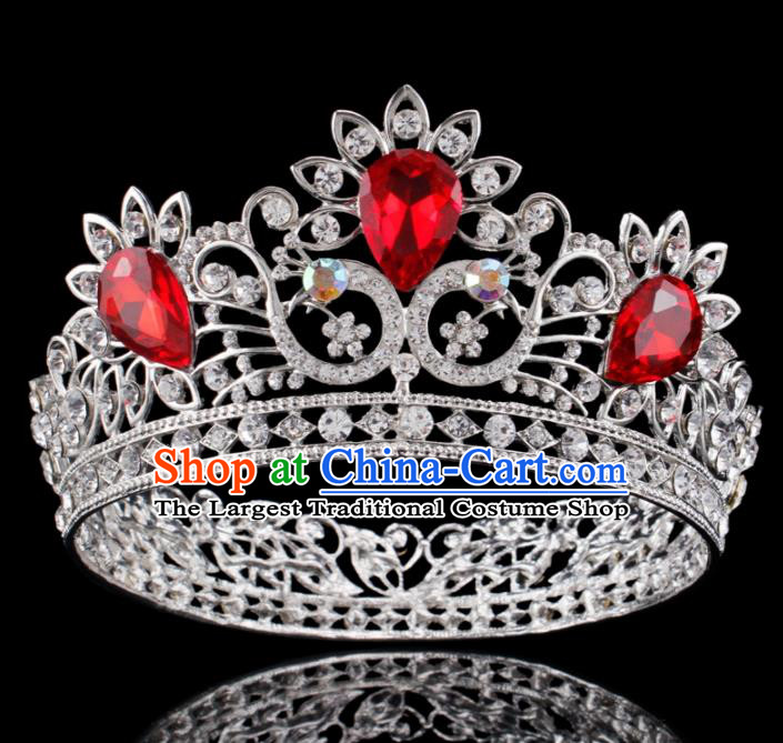 Baroque Wind Hair Accessories Bride Retro Crystal Round Royal Crown for Women