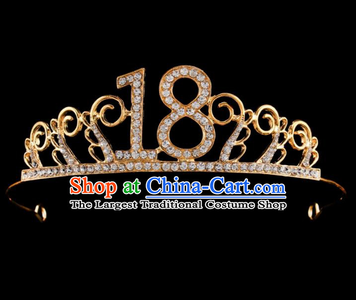 Baroque Wind Retro Hair Accessories Bride Rhinestone Royal Crown Golden Hair Clasp for Women