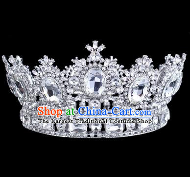 Top Grade Baroque Style Rhinestone Royal Crown Bride Retro Wedding Hair Accessories for Women