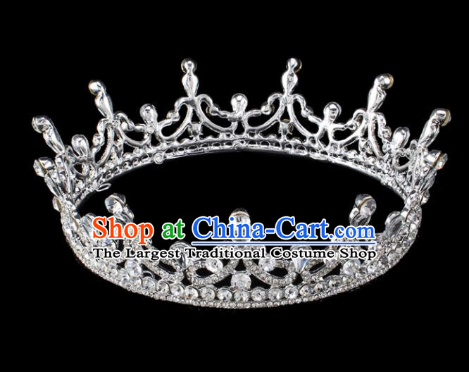 Top Grade Baroque Style Handmade Royal Crown Bride Retro Wedding Hair Accessories for Women