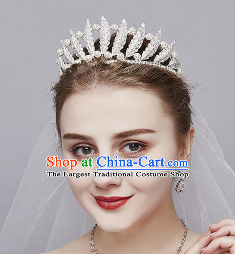 Top Grade Wedding Bride Hair Accessories Baroque Princess Retro Pearls Royal Crown for Women