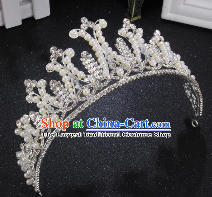 Top Grade Pearls Royal Crown Baroque Princess Retro Wedding Bride Hair Accessories for Women