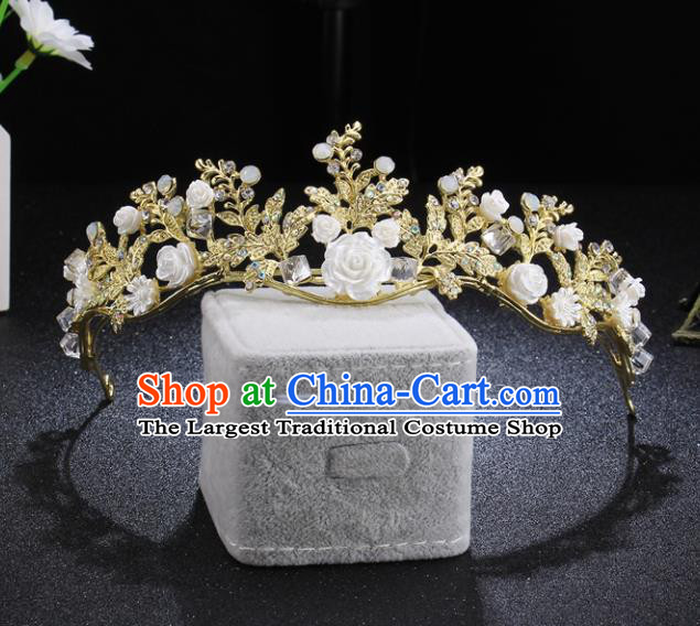 Top Grade Retro Princess Flowers Royal Crown Baroque Wedding Bride Hair Accessories for Women