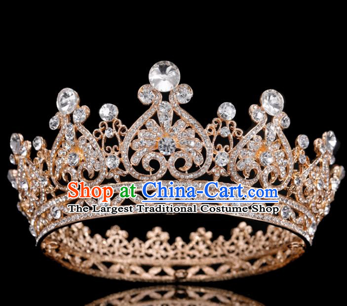 Handmade Top Grade Queen Crystal Royal Crown Baroque Bride Retro Wedding Hair Accessories for Women