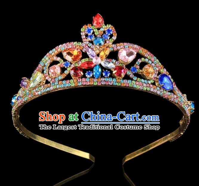 Handmade Top Grade Wedding Colorful Crystal Royal Crown Baroque Princess Retro Hair Accessories for Women