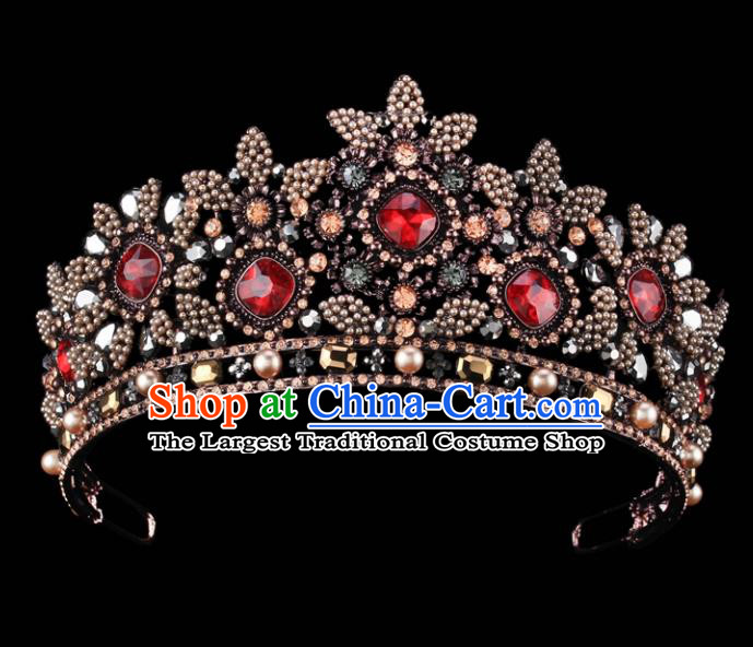 Top Grade Baroque Queen Court Crystal Royal Crown Retro Wedding Bride Hair Accessories for Women