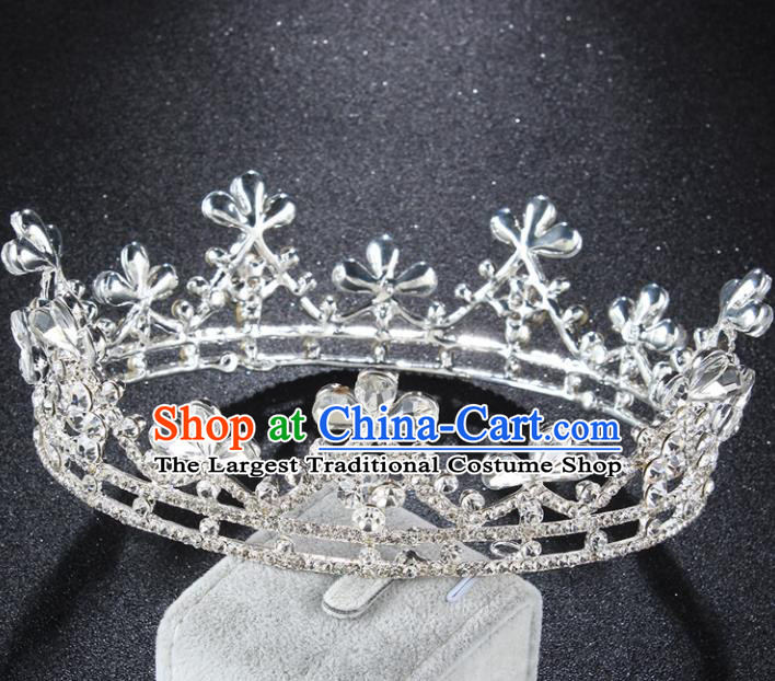 Top Grade Baroque Queen Crystal Golden Royal Crown Retro Wedding Bride Hair Accessories for Women