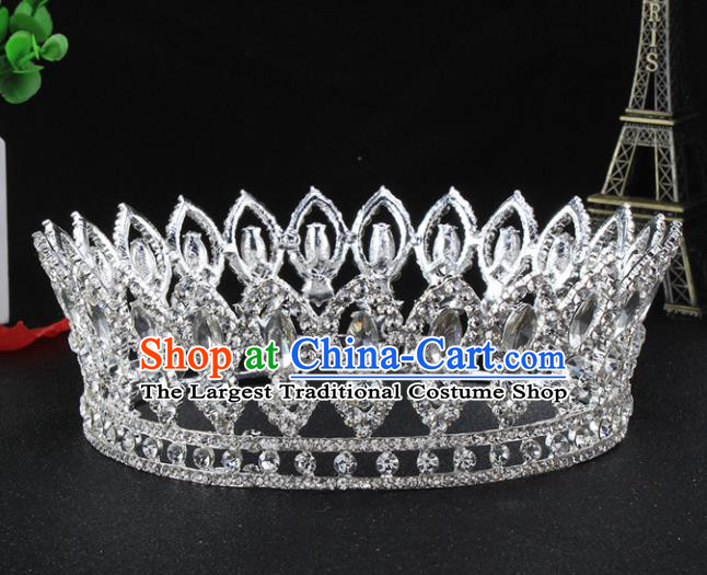 Top Grade Bride Wedding Hair Jewelry Accessories Baroque Crystal Round Royal Crown for Women