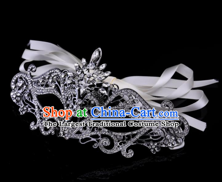 Handmade Halloween Accessories Fancy Ball Cosplay Props Crystal Grey Masks for Women