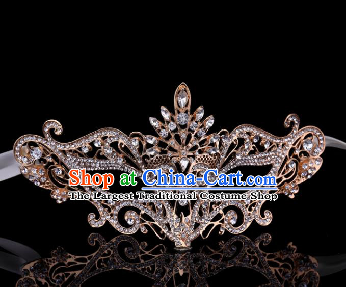 Handmade Halloween Accessories Fancy Ball Cosplay Props Crystal Golden Masks for Women