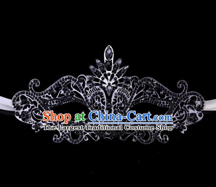 Handmade Halloween Accessories Fancy Ball Cosplay Props Crystal Black Masks for Women