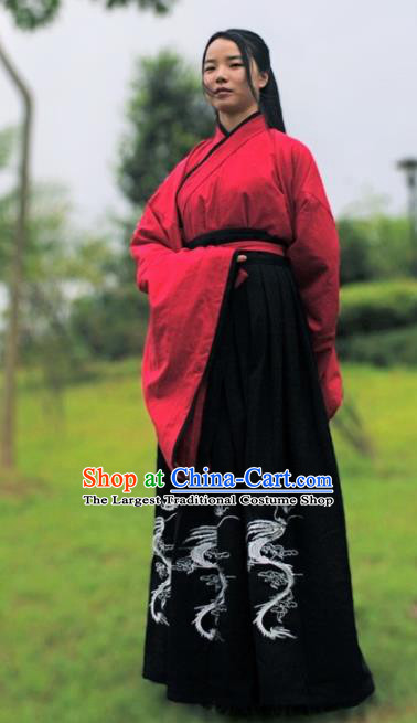 Traditional Chinese Ancient Han Dynasty Swordswoman Costumes for Women