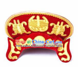 Chinese Traditional Beijing Opera Red Hats Sichuan Opera Changing Faces Embroidered Helmet for Men