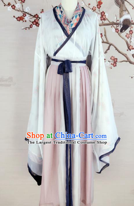 Chinese Jin Dynasty Princess Costumes Ancient Swordswoman Hanfu Dress for Women