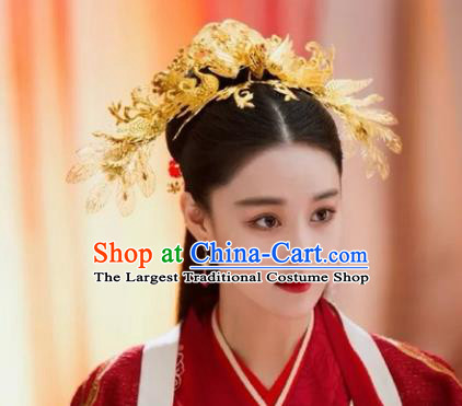 Chinese Ancient Imperial Consort Hair Accessories Golden Phoenix Hairpins for Women