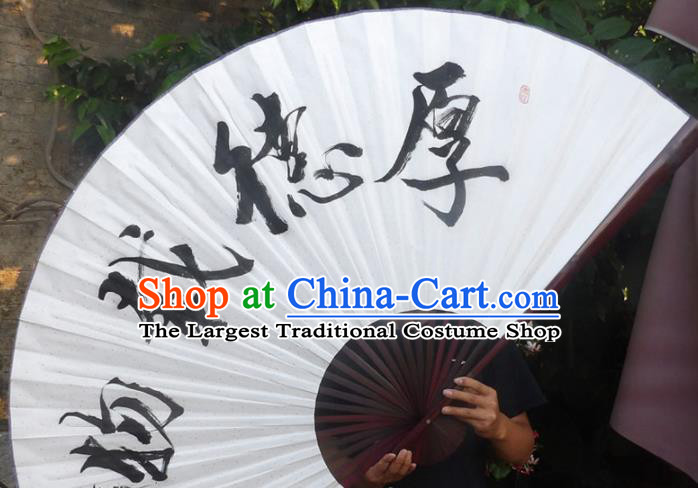 Chinese Traditional Decoration Crafts Red Frame Folding Fans Ink Painting Calligraphy Paper Fans
