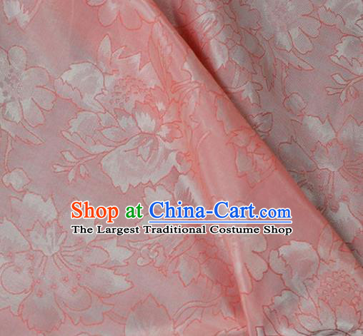 Asian Chinese Traditional Paeonin Pattern Pink Cotton Fabric Chinese Costume Fabric Material