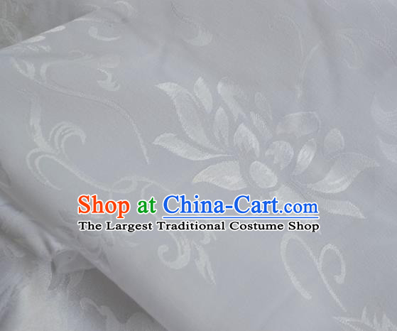 Asian Chinese Traditional Fabric Lotus Pattern Design White Brocade Fabric Chinese Costume Silk Fabric Material