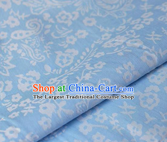 Asian Chinese Fabric Traditional Pattern Design Blue Brocade Fabric Chinese Costume Silk Fabric Material