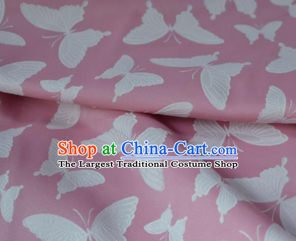Asian Chinese Fabric Traditional Butterfly Pattern Design Pink Brocade Fabric Chinese Costume Silk Fabric Material