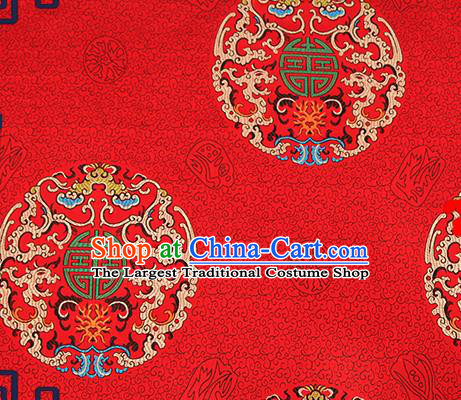 Chinese Traditional Red Brocade Fabric Asian Dragons Pattern Design Satin Cushion Silk Fabric Material