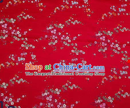 Chinese Traditional Wine Red Brocade Fabric Asian Plum Blossom Pattern Design Satin Tang Suit Silk Fabric Material