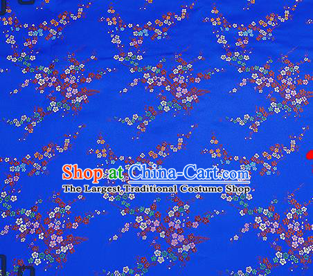 Chinese Traditional Royalblue Brocade Fabric Asian Plum Blossom Pattern Design Satin Tang Suit Silk Fabric Material