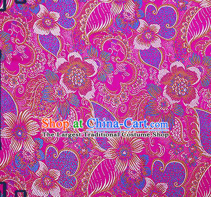 Chinese Traditional Rosy Brocade Fabric Classical Palace Flowers Pattern Design Satin Tang Suit Silk Fabric Material