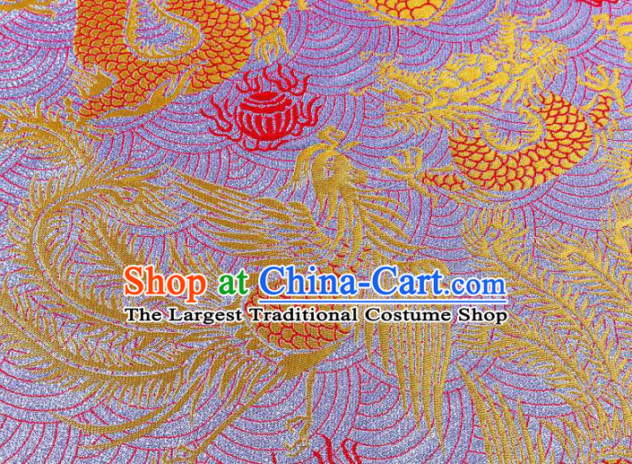 Asian Chinese Traditional Fabric Purple Brocade Silk Material Classical Dragon Phoenix Pattern Design Satin Drapery