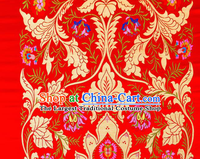 Asian Chinese Traditional Satin Fabric Tang Suit Red Brocade Silk Material Classical Pattern Design Drapery