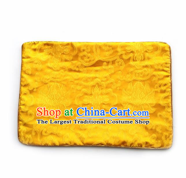 Asian Chinese Traditional Satin Pillowslip Yellow Brocade Silk Pillowcase