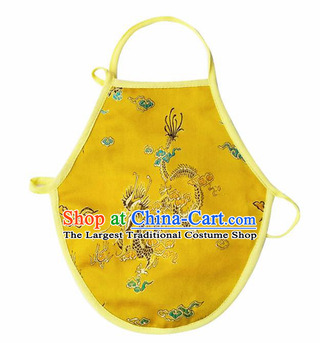 Chinese Classical Brocade Bellyband Traditional Baby Embroidered Dragon Yellow Silk Stomachers for Kids