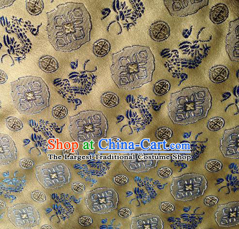 Asian Chinese Traditional Fabric Bronze Satin Brocade Silk Material Classical Dragons Pattern Design Satin Drapery