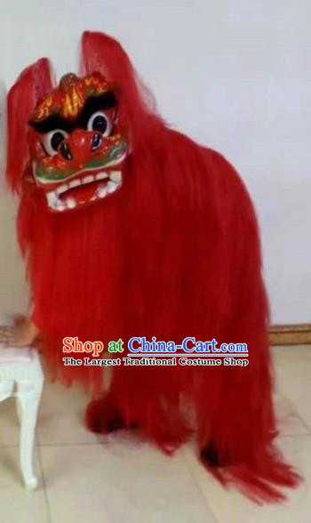 Chinese Traditional Lion Dance Red Fur Costumes Spring Festival Lion Dance Props for Kids