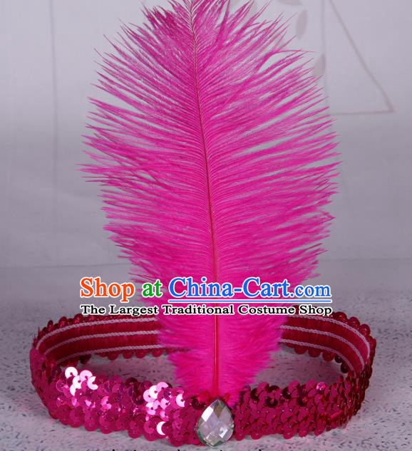 Top Grade Catwalks Headwear Halloween Cosplay Hair Accessories Rosy Feather Hair Clasp