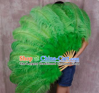 Top Grade Green Feather Fans Halloween Cosplay Folding Fans Belly Dance Fan