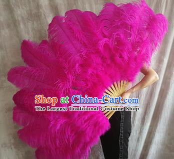 Top Grade Rosy Feather Fans Halloween Cosplay Folding Fans Belly Dance Fan