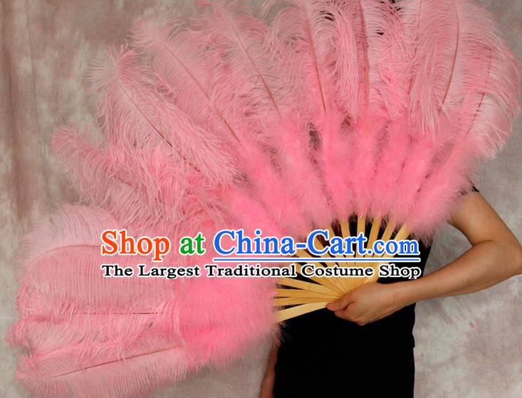 Top Grade Pink Feather Fans Halloween Cosplay Folding Fans Belly Dance Fan