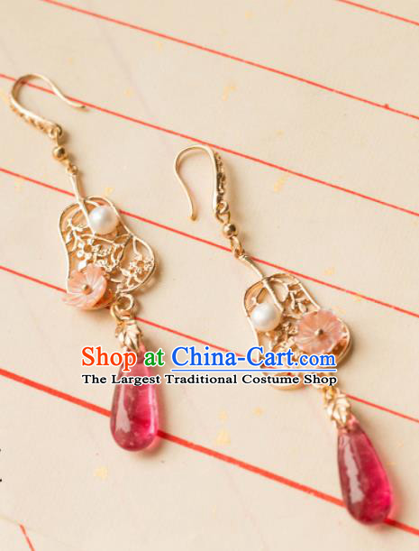 Traditional Chinese Handmade Red Agate Earrings Ancient Eardrop Accessories for Women