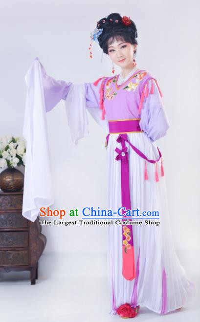 Chinese Traditional Peking Opera Actress Costumes Ancient Young Lady Purple Dress for Adults