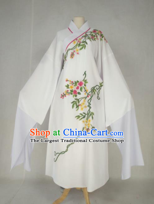 Chinese Traditional Peking Opera Niche Costume Ancient Prince White Robe for Adults