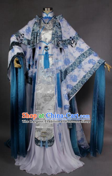 Asian Chinese Cosplay Princess Costumes Ancient Swordswoman Dress Clothing for Women