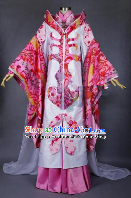 Asian Chinese Cosplay Princess Rosy Costumes Ancient Swordswoman Dress Clothing for Women