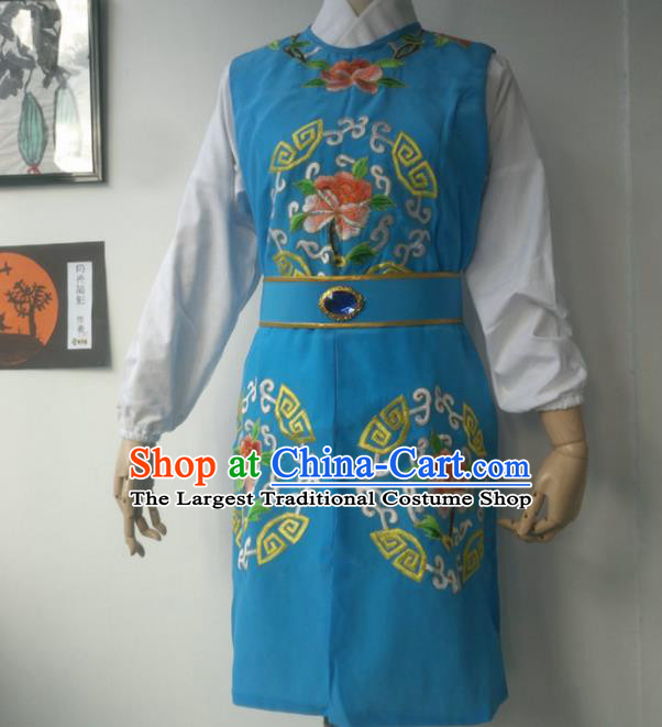 Chinese Traditional Peking Opera Niche Costumes Blue Vest for Adults