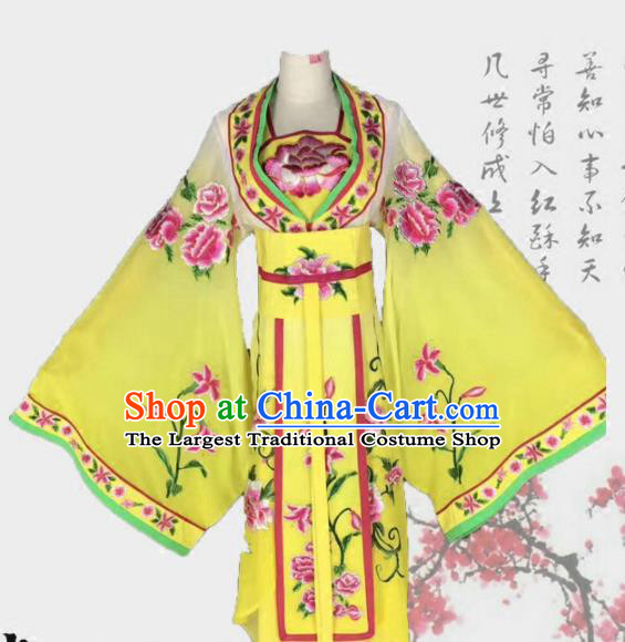 Chinese Traditional Peking Opera Actress Costumes Ancient Palace Princess Yellow Dress for Adults