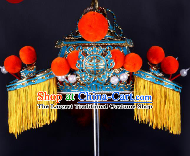 Chinese Traditional Peking Opera Senior Grand Tutor Hat Ancient General Helmet for Adults