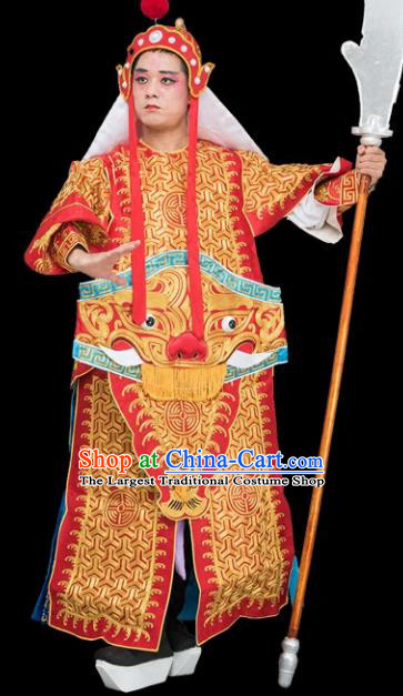 Chinese Traditional Peking Opera General Costume Ancient Imperial Bodyguard Red Armor for Adults