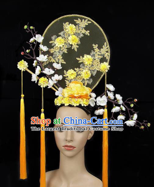 Handmade Halloween Yellow Plum Blossom Hair Accessories Chinese Stage Performance Hair Clasp Headdress for Women