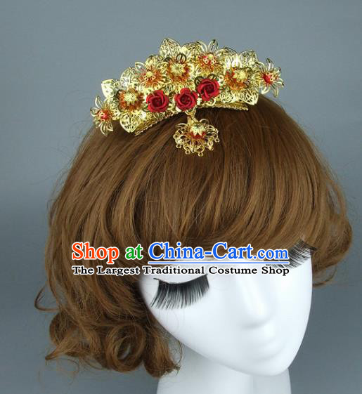 Top Grade Chinese Handmade Golden Hair Comb Traditional Bride Hair Accessories for Women